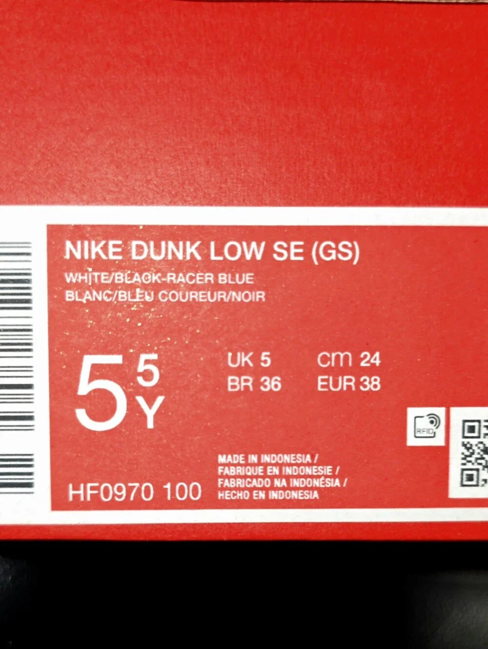 NIKE DUNK LOW SE (GS) (Dance Party) White/Black-Racer Blue HF0970100